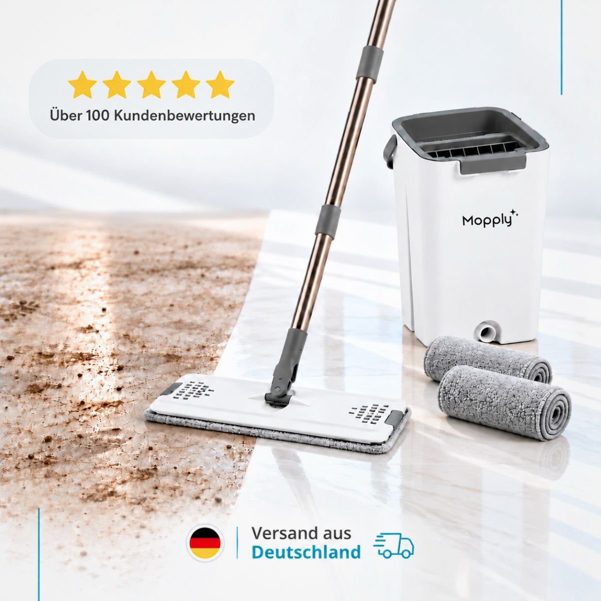 Mopply Wischset mit Eimer und Pads